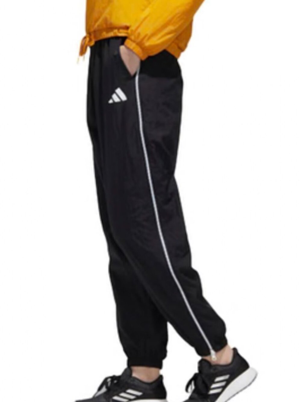Adidas Black Zippered Three Stripe Nylon Track Pants Joggers Size XS